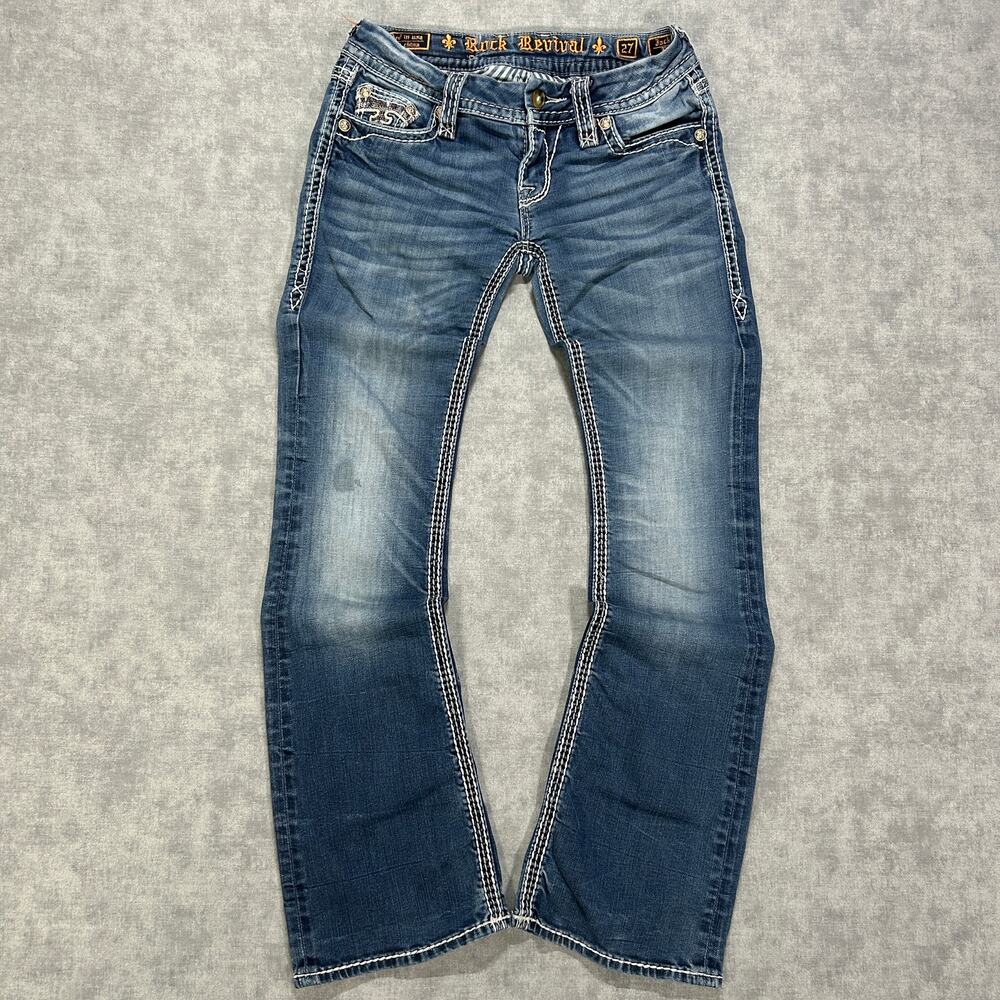 Rock Revival Jacklyn Bootcut Jeans Womens 27x30 Low Rise Sequin Embellished Y2K
